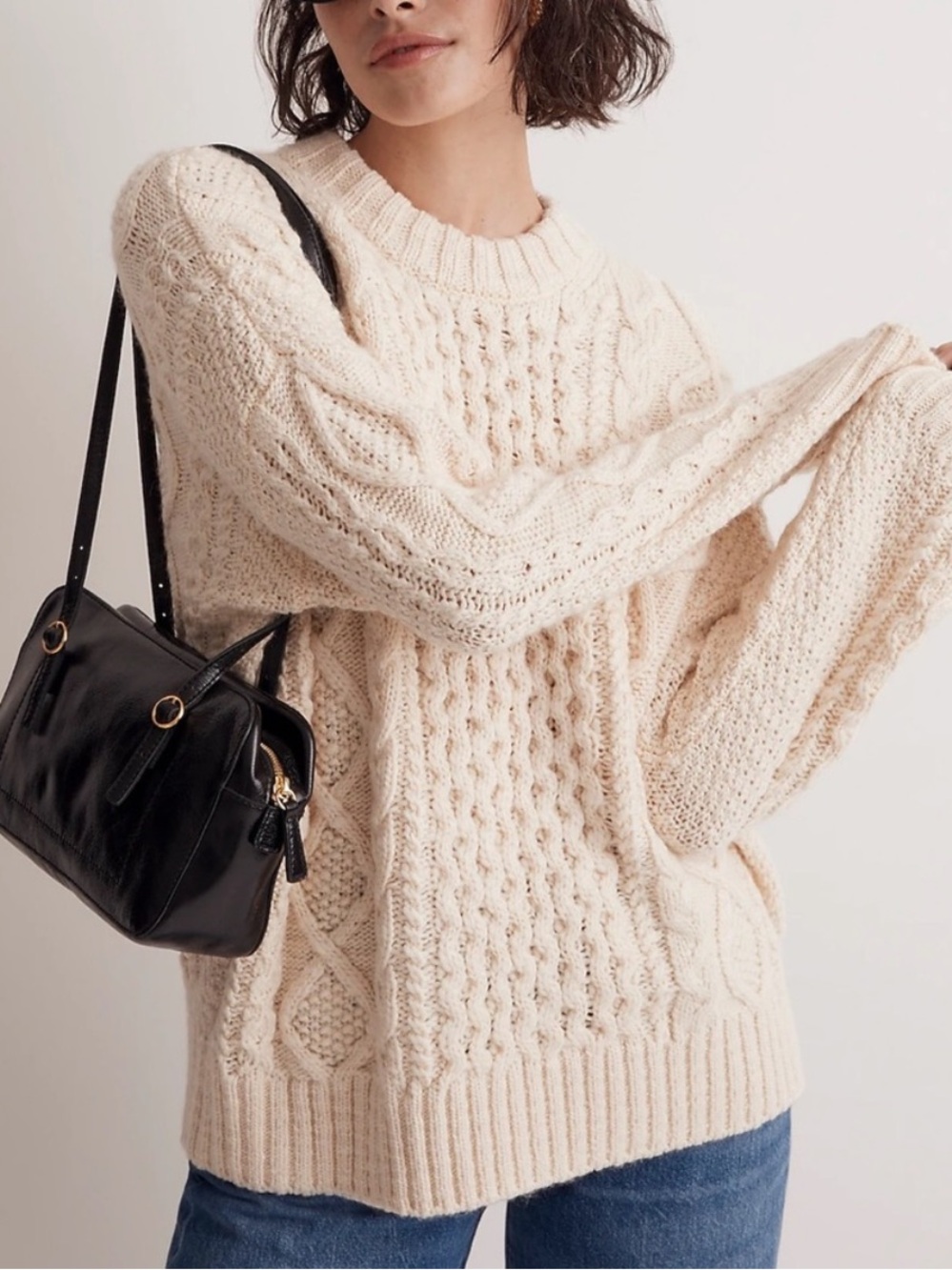 Madewell cable knit oversized sweater NWT